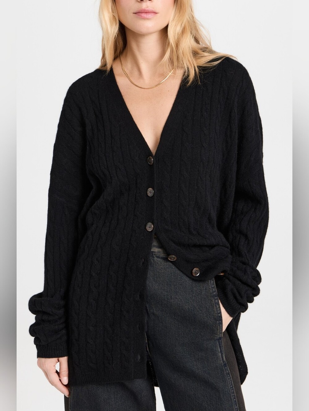Reformation Black Giusta Cashmere Cardigan